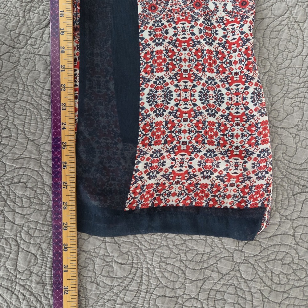 Women's Small 2 Piece Set‎ S/M Top & Pants Sheer Chiffon Smocked Swim Navy Red - Picture 10 of 10